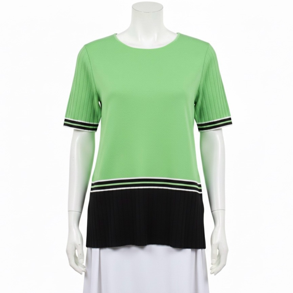 MISOOK Colorblock Scoop Neck Short Sleeve Knit Top Tee Women's Size Medium